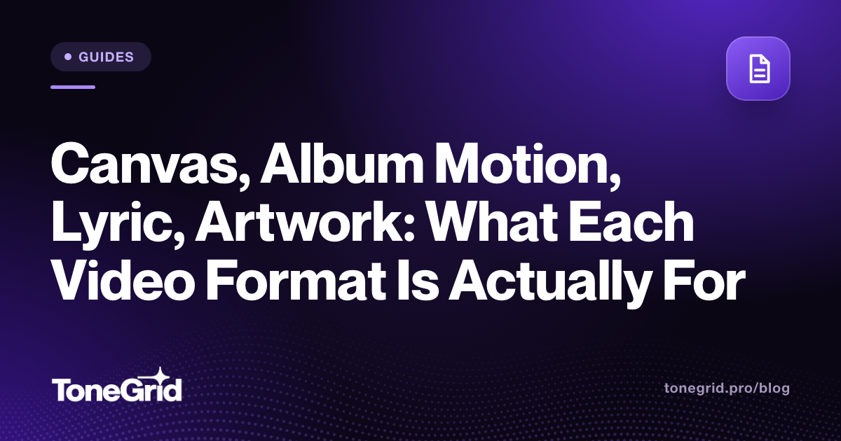 Canvas, Album Motion, Lyric, Artwork: What Each Video Format Is Actually For