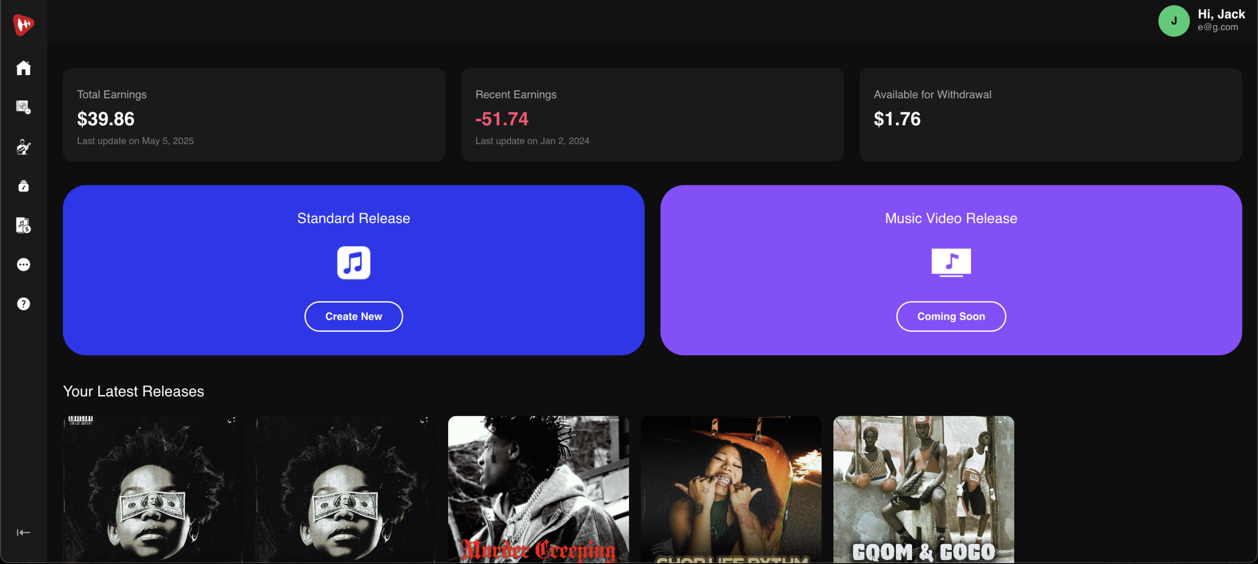ToneGrid Music Distribution Dashboard